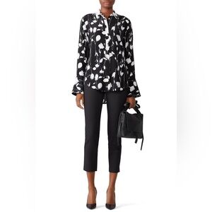 Equipment Eleonore Black and White Floral Print Top XS